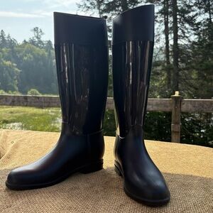 MARCCAIN Navy Blue Rain Boots - Knee-High Style Size 39 (8.5 - 9)